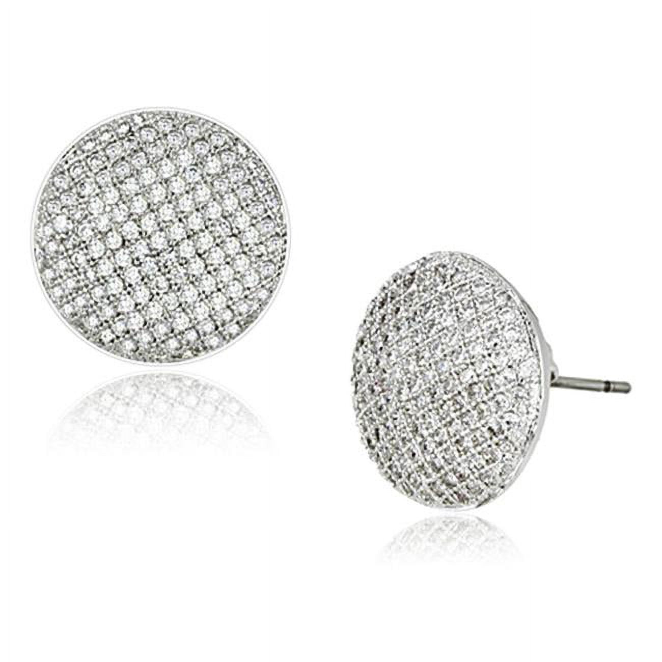 Picture of Alamode 3W388 Rhodium Brass Earrings with AAA Grade CZ, Clear