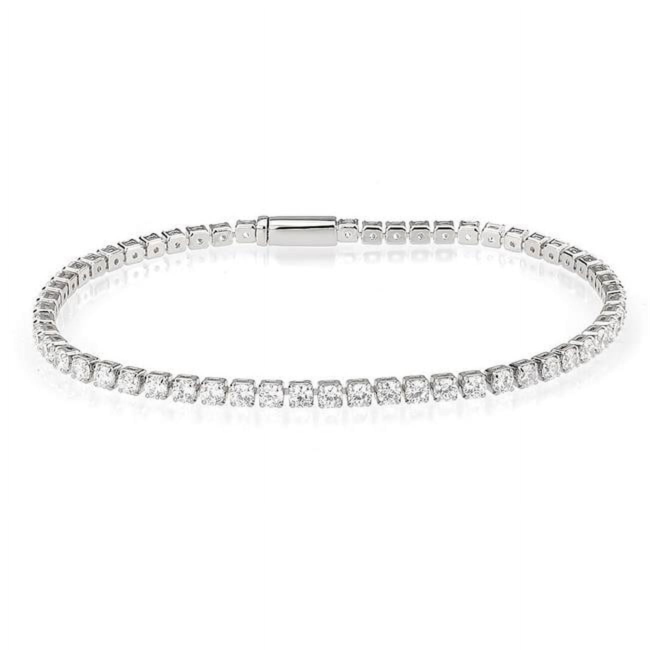 Picture of Alamode 3W1688-7 7 in. Rhodium Brass Bracelet with AAA Grade CZ&#44; Clear