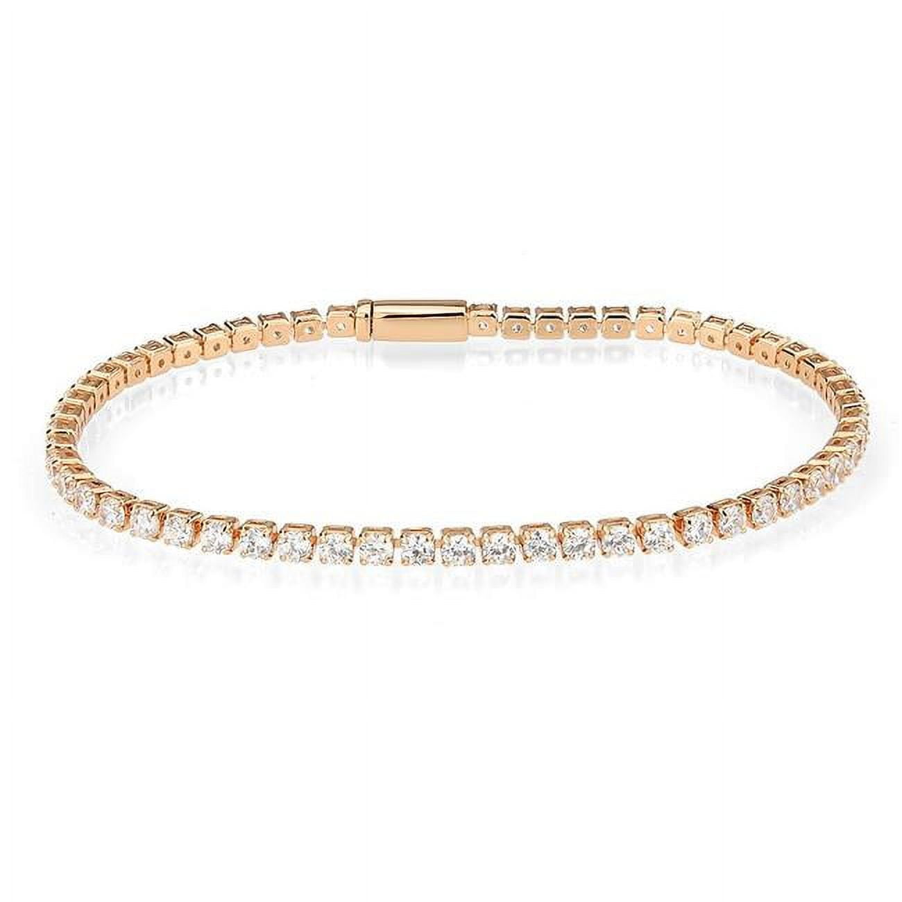 Picture of Alamode 3W1690-7 7 in. Rose Gold Brass Bracelet with AAA Grade CZ&#44; Clear
