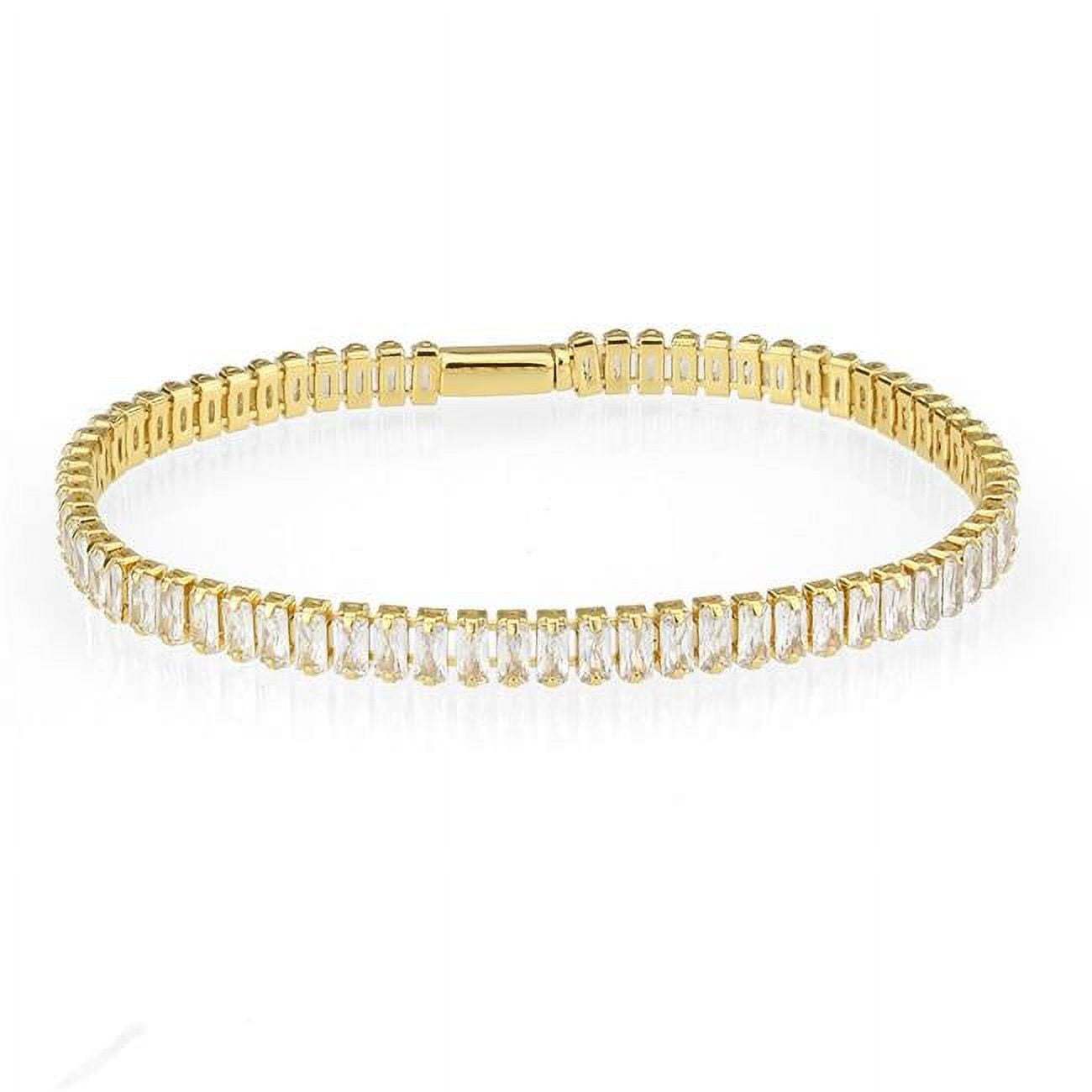 Picture of Alamode 3W1701-7 7 in. Gold Brass Bracelet with AAA Grade CZ&#44; Clear