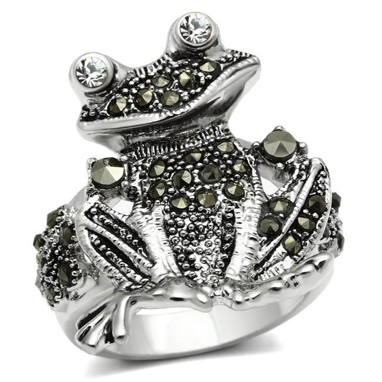 Picture of Alamode 3W205-8 Rhodium Brass Ring with Top Grade Crystal, Clear - Size 8