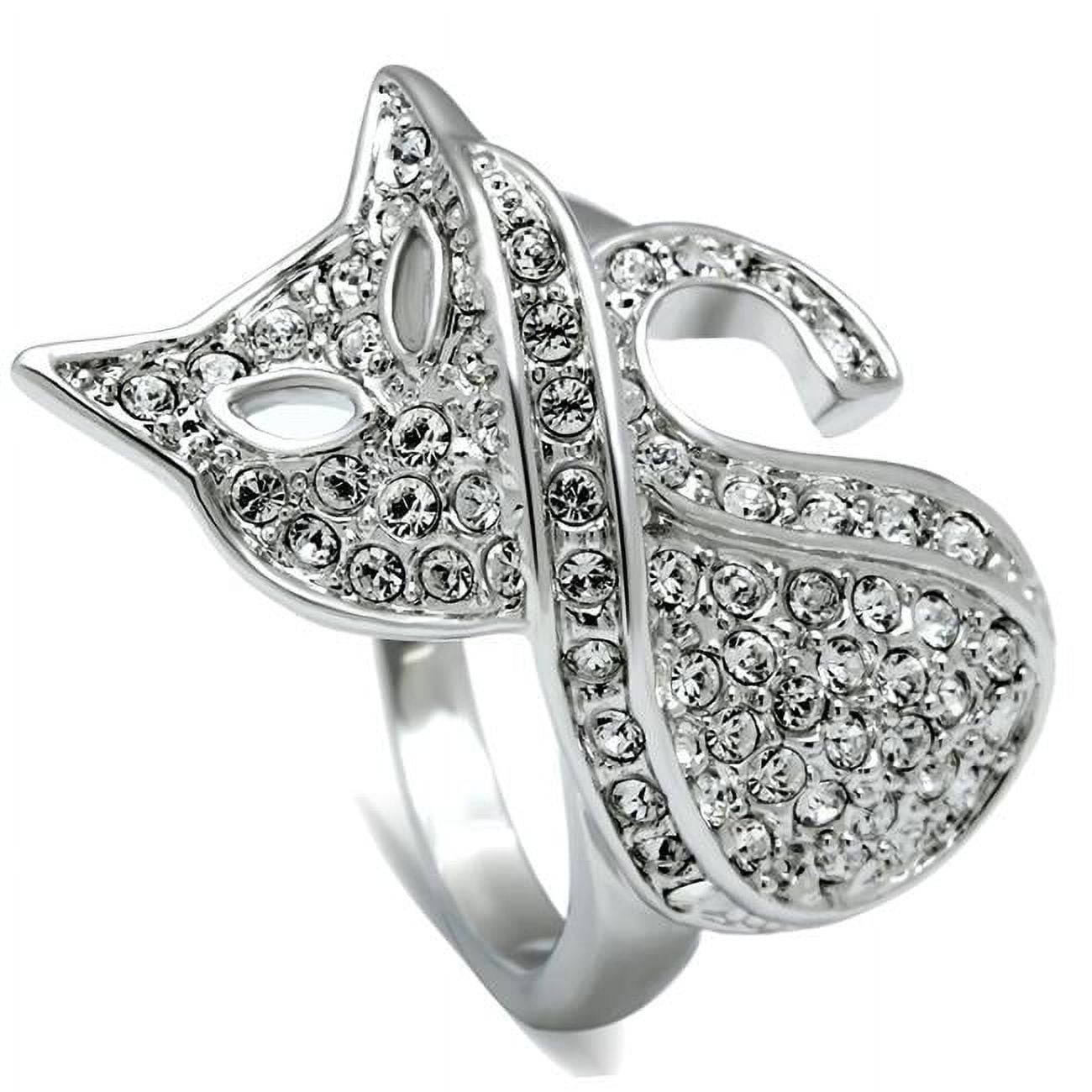 Picture of Alamode 3W260-7 Rhodium Brass Ring with Top Grade Crystal, Clear - Size 7