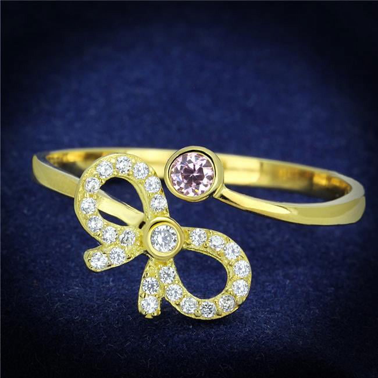 TS309-9 Women Gold 925 Sterling Silver Ring with AAA Grade CZ in Rose - Size 9