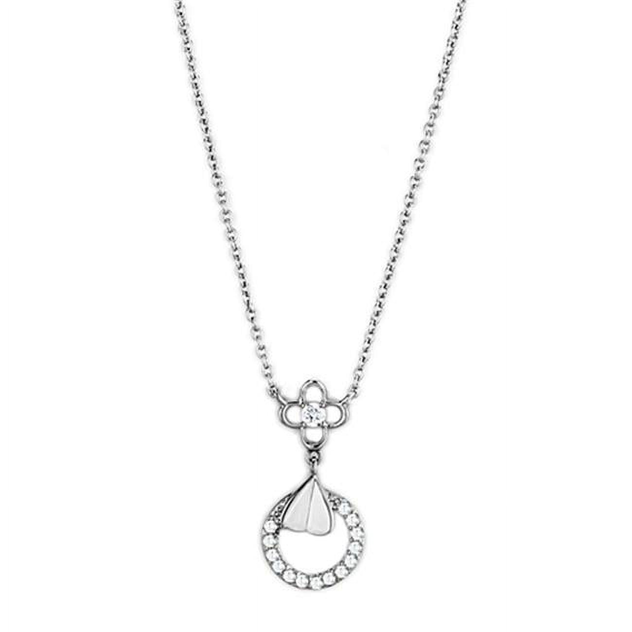 Picture of Alamode 3W419-16 16 in. Rhodium Brass Necklace with AAA Grade CZ&#44; Clear