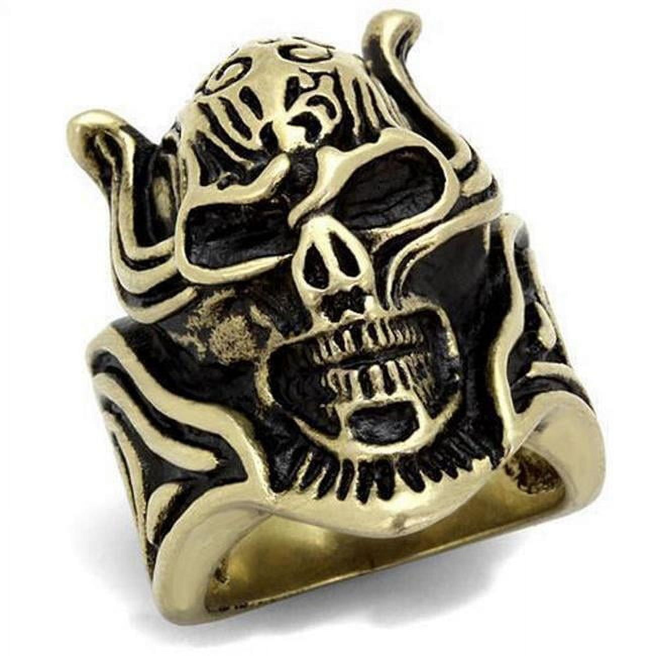 IP Antique Copper Stainless Steel Ring with Epoxy, Jet - Size 8