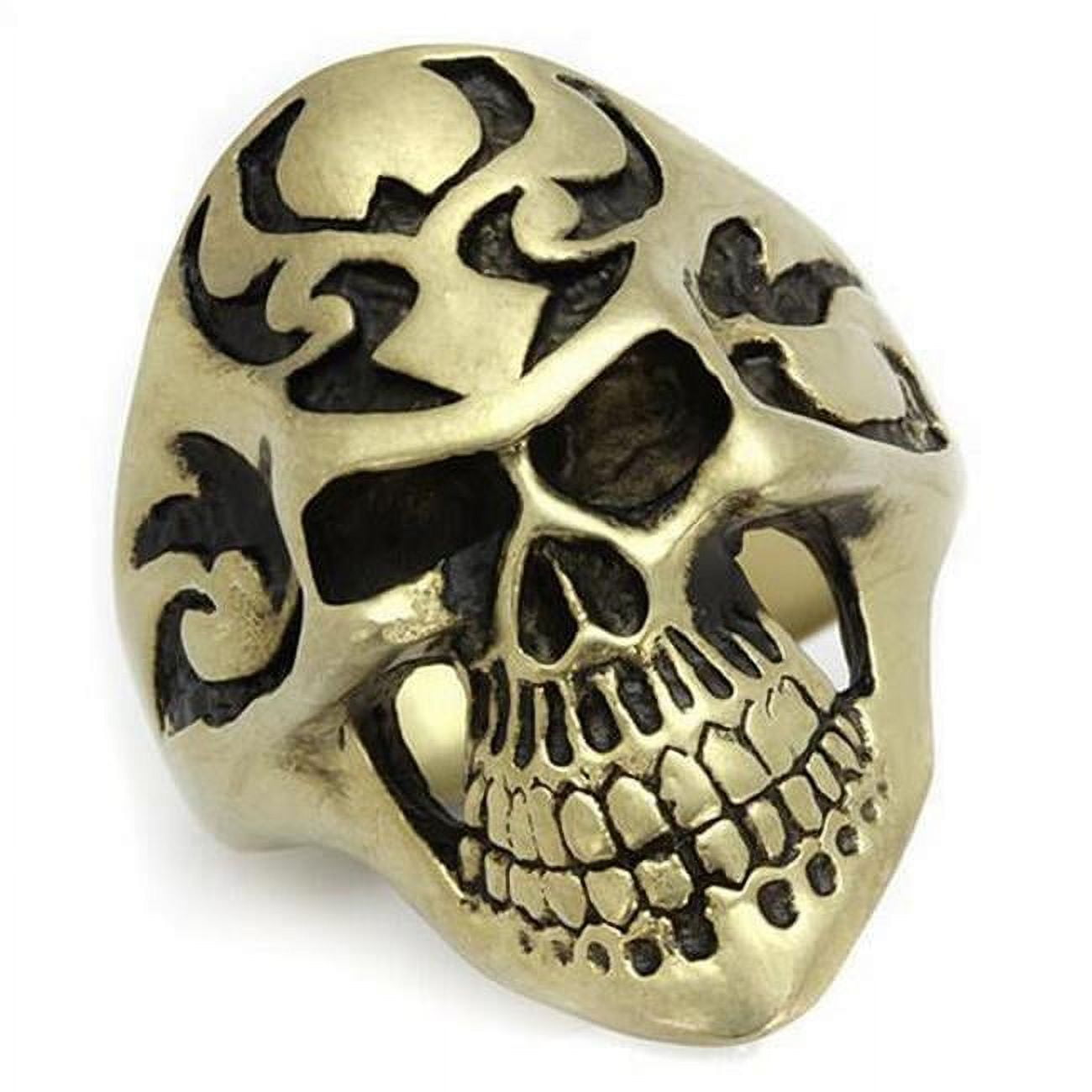 IP Antique Copper Stainless Steel Ring with Epoxy, Jet - Size 9