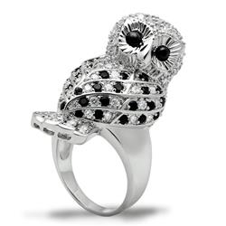 Rhodium Brass Ring with AAA Grade CZ, Jet - Size 8