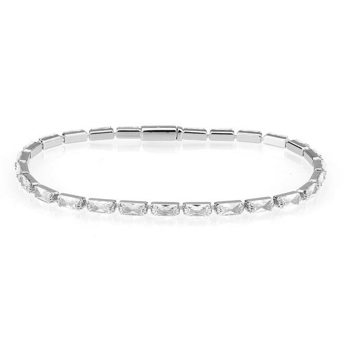 Picture of Alamode 3W1715-7 7 in. Rhodium Brass Bracelet with AAA Grade CZ&#44; Clear