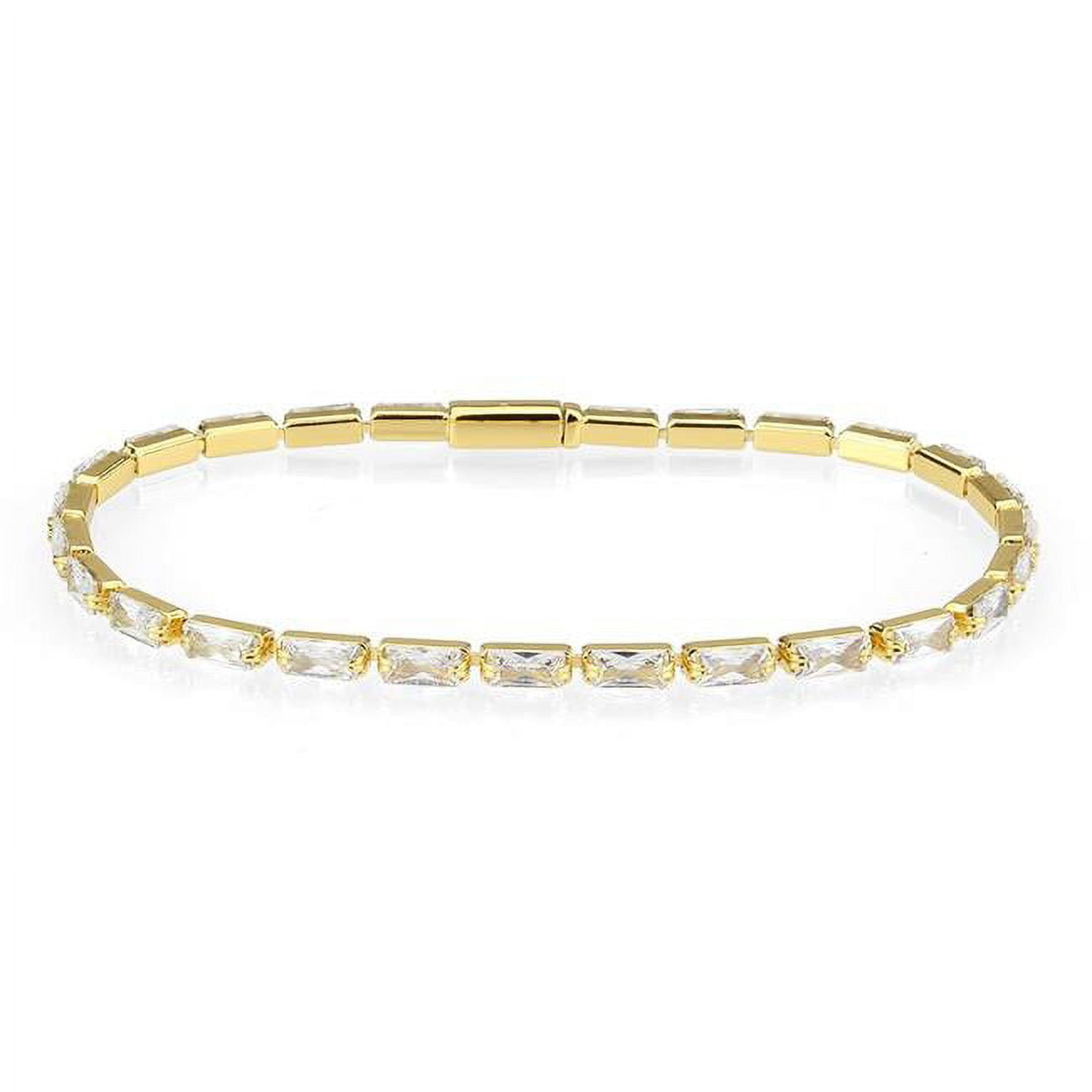 Picture of Alamode 3W1716-7 7 in. Gold Brass Bracelet with AAA Grade CZ&#44; Clear