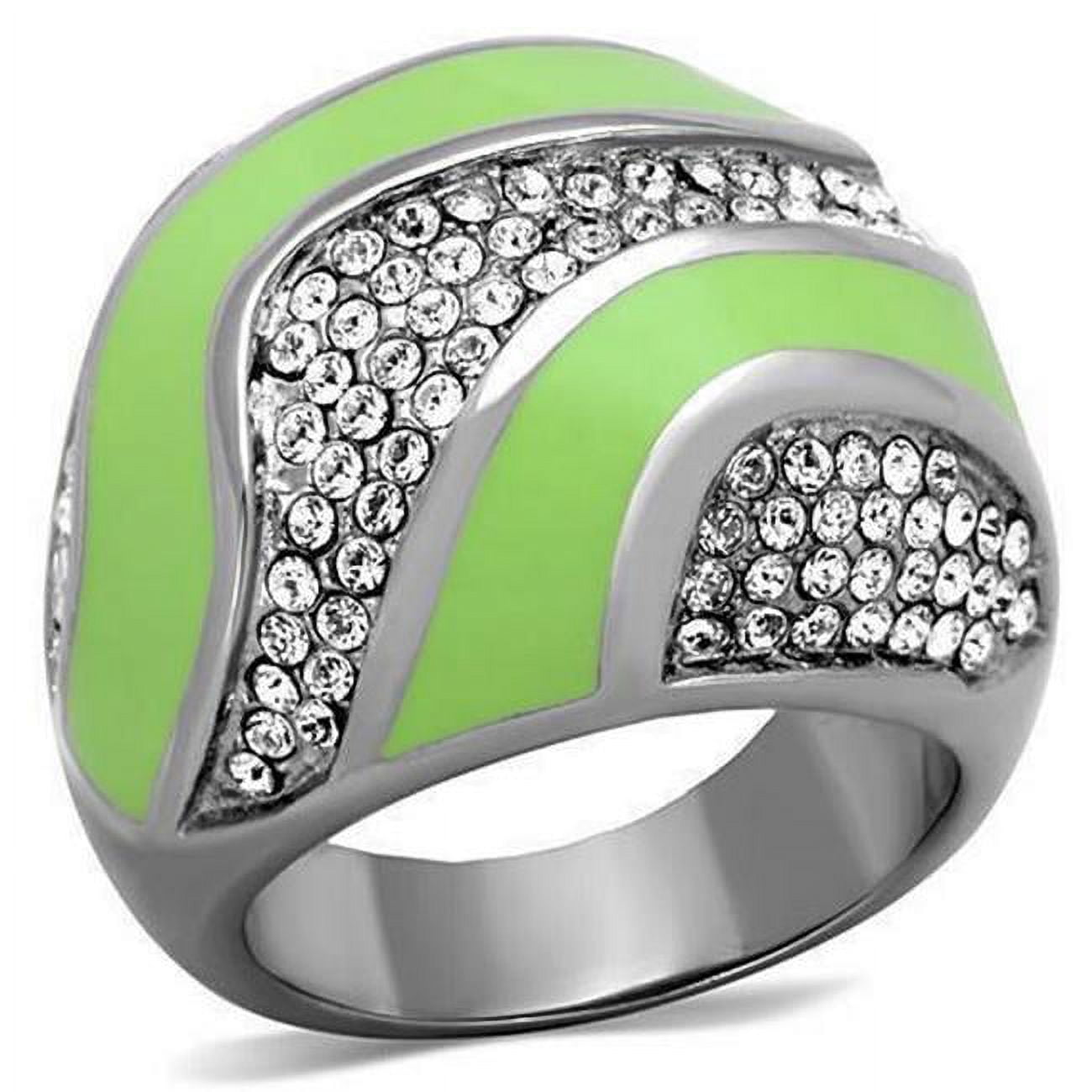 TK1741-5 High Polished No Plating Stainless Steel Ring with Top Grade Crystal, Clear - Size 5
