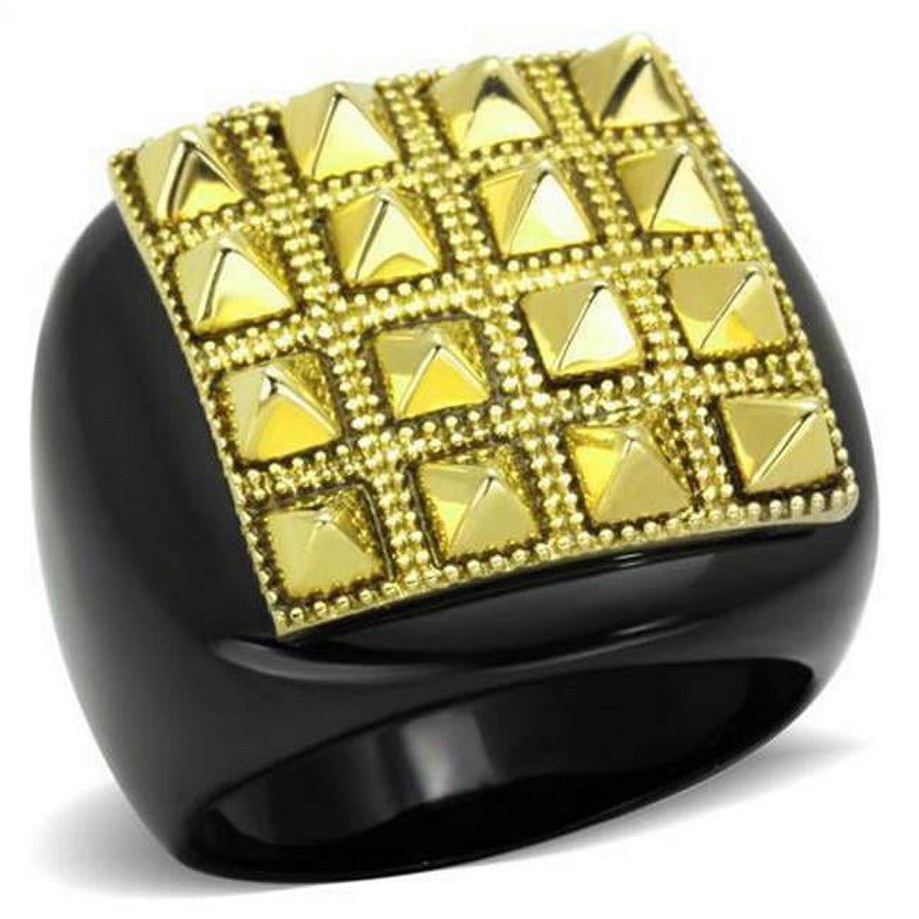 IP Gold & IP Black Ion Plating Stainless Steel Ring with No Stone, Size 9