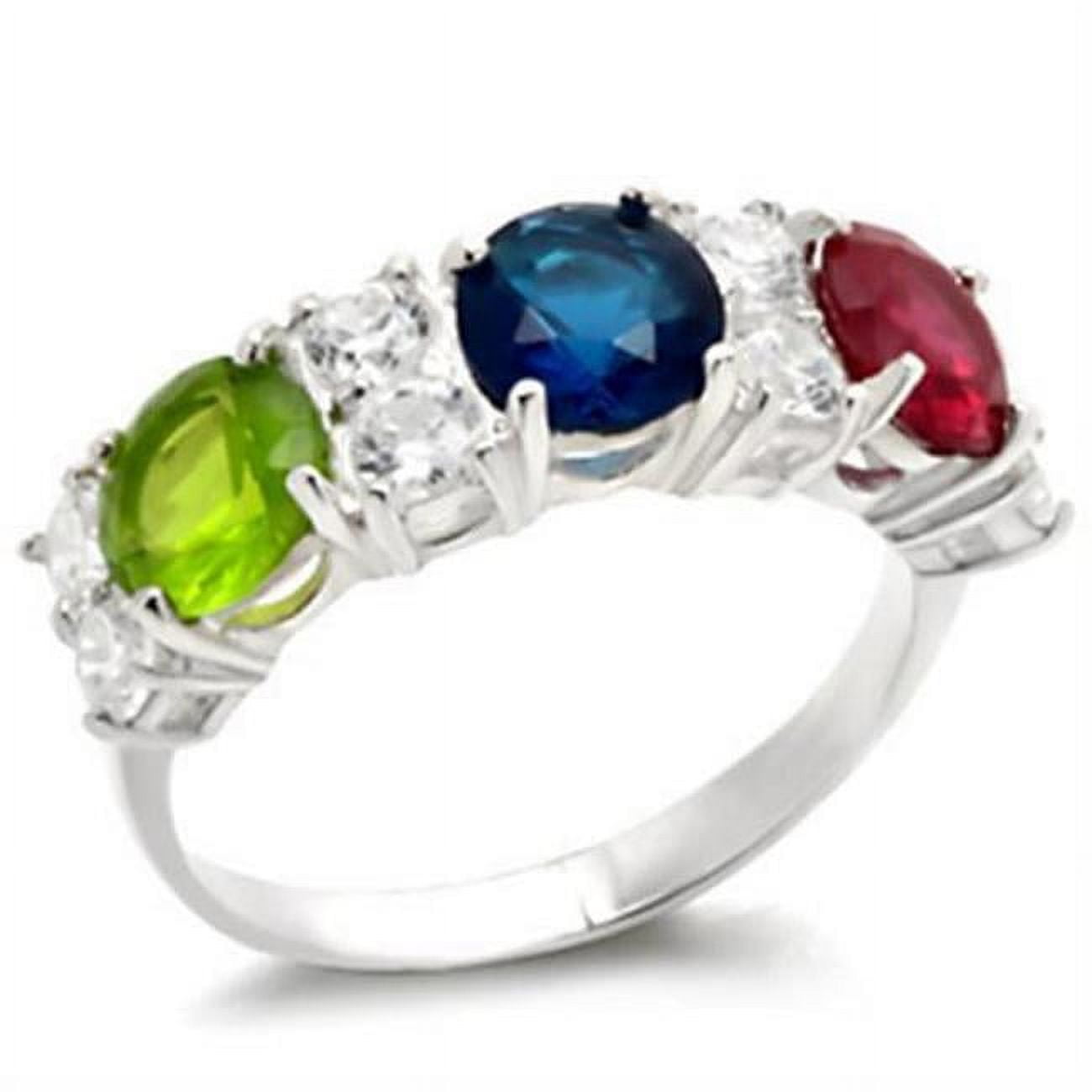 Picture of Alamode 40604-10 High-Polished 925 Sterling Silver Ring with AAA Grade CZ&#44; Multi Color - Size 10