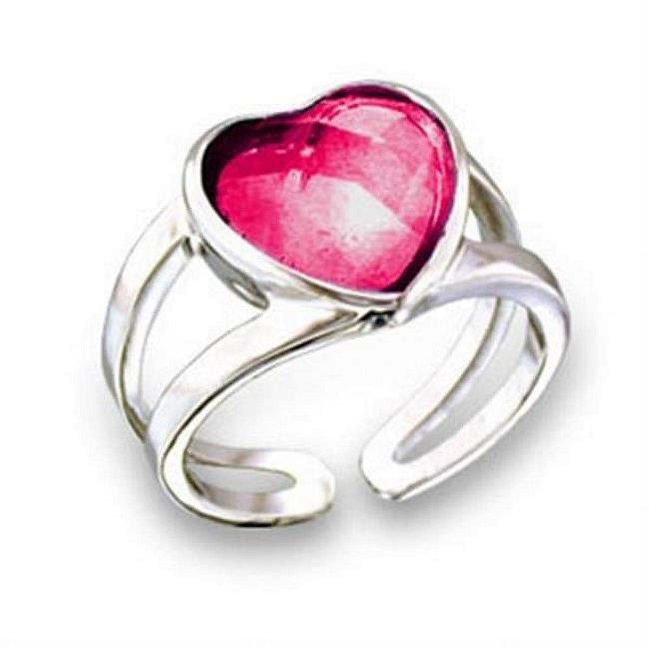 Picture of Alamode 411802-6 Rhodium Brass Ring with Synthetic Garnet, Ruby - Size 6