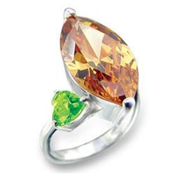 Picture of Alamode 413331-6 High-Polished 925 Sterling Silver Ring with AAA Grade CZ&#44; Champagne - Size 6