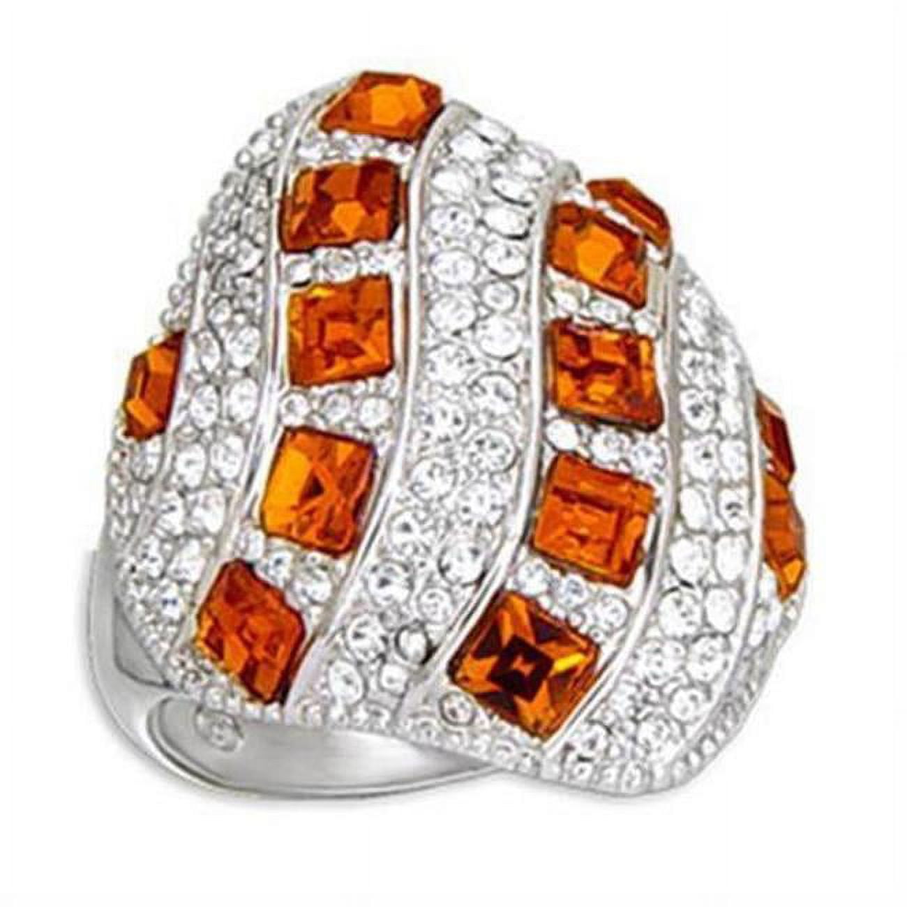 Picture of Alamode 55307-7 Rhodium Brass Ring with Top Grade Crystal, Topaz - Size 7