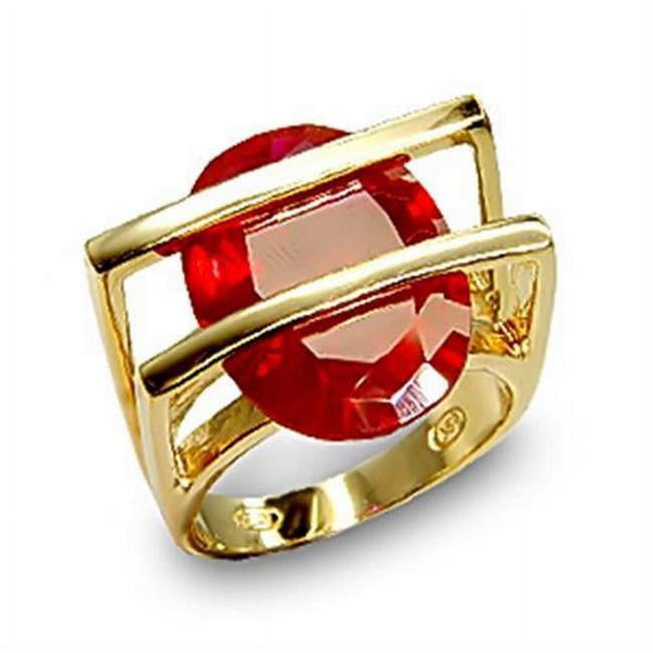 Picture of Alamode 6X001-11 Gold 925 Sterling Silver Ring with Synthetic Garnet&#44; Ruby - Size 11
