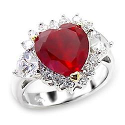 Picture of Alamode 6X062-8 High-Polished 925 Sterling Silver Ring with Synthetic Garnet&#44; Ruby - Size 8