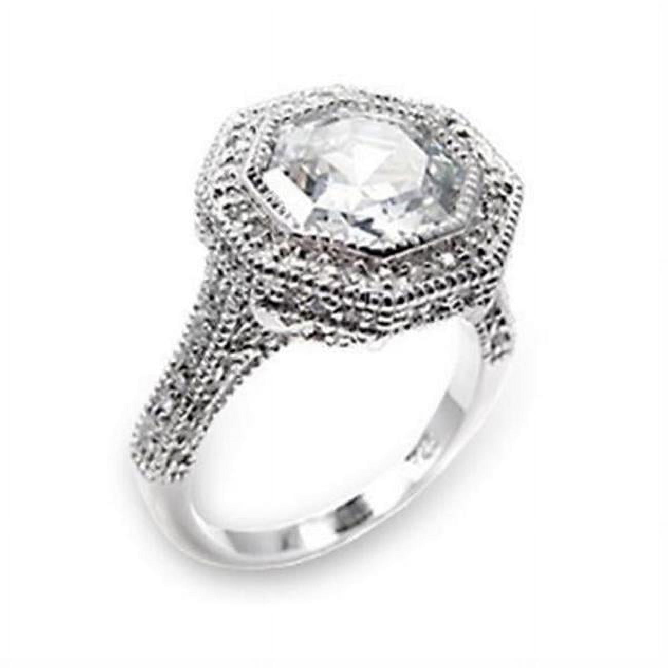 Picture of Alamode 6X211-5 High-Polished 925 Sterling Silver Ring with AAA Grade CZ&#44; Clear - Size 5