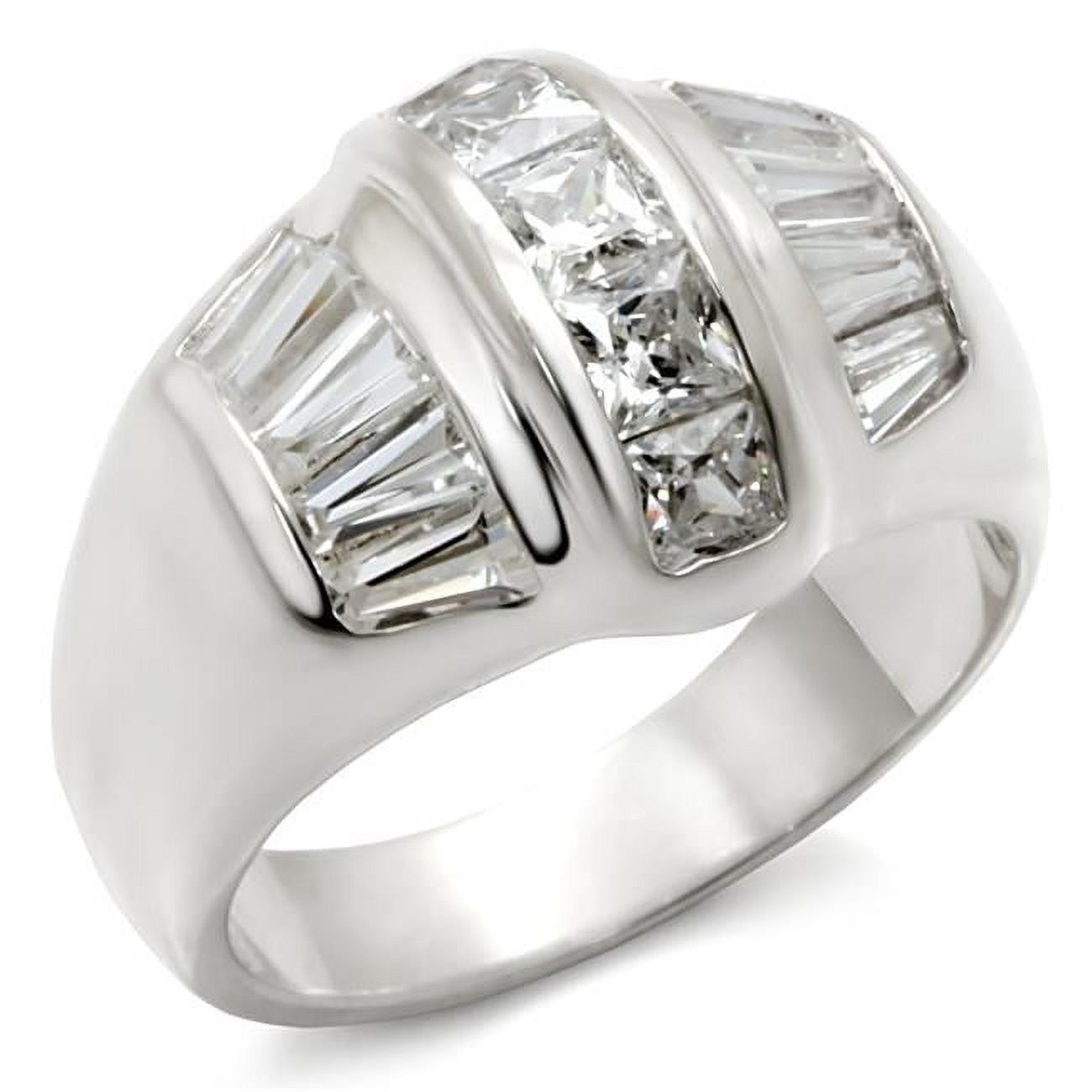 Picture of Alamode 7X159-6 Rhodium 925 Sterling Silver Ring with AAA Grade CZ&#44; Clear - Size 6