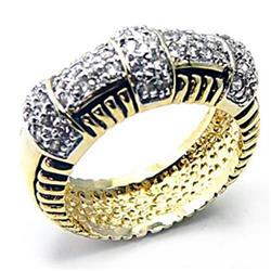 Picture of Alamode 7X226-5 Gold & Rhodium 925 Sterling Silver Ring with AAA Grade CZ&#44; Clear - Size 5