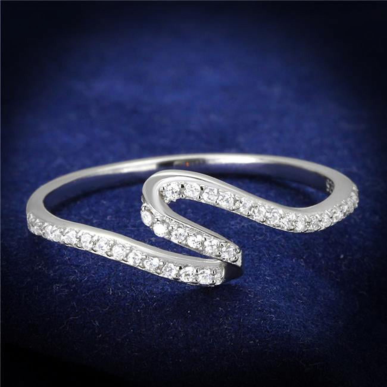 Women Rhodium 925 Sterling Silver Ring with AAA Grade CZ in Clear - Size 6