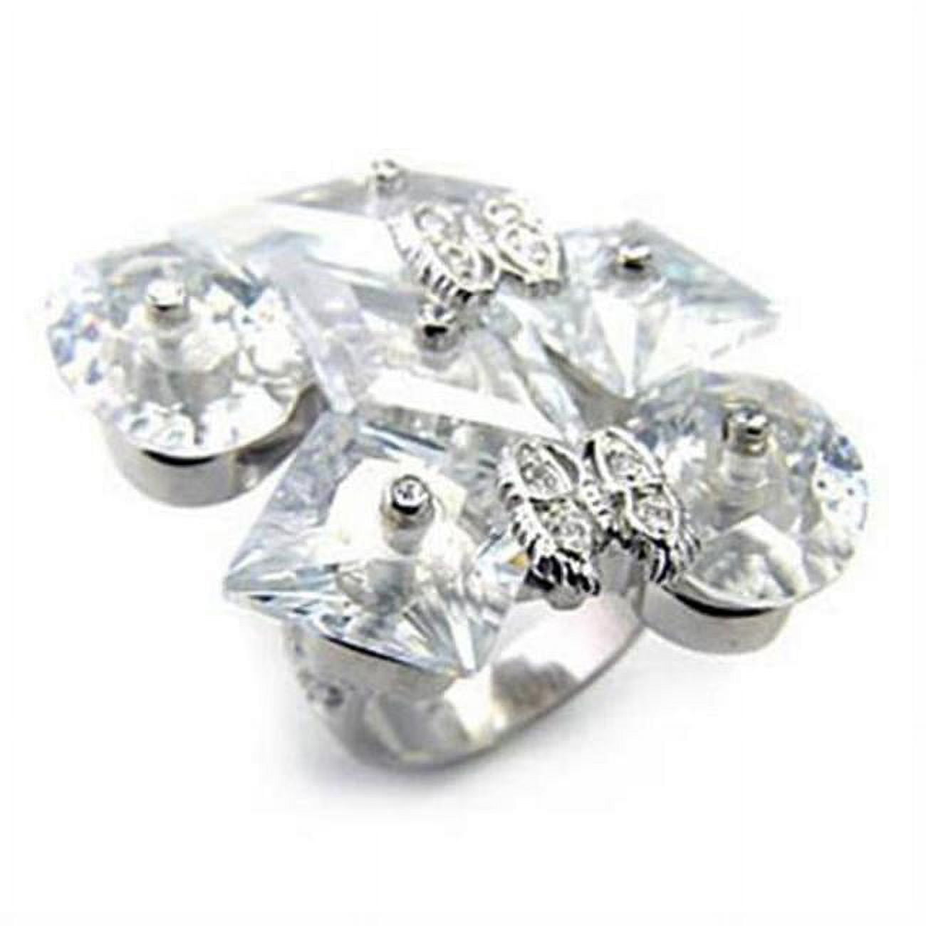 Picture of Alamode 7X350-5 Rhodium 925 Sterling Silver Ring with AAA Grade CZ&#44; Clear - Size 5