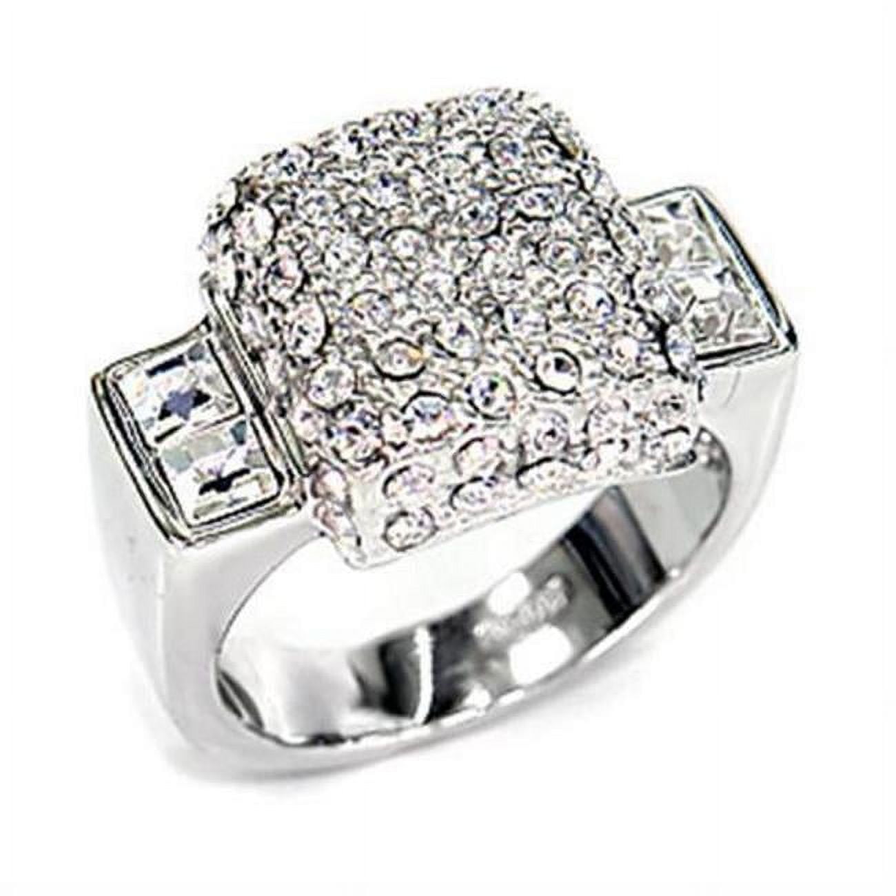 Picture of Alamode 7X384-7 Rhodium 925 Sterling Silver Ring with Top Grade Crystal&#44; Clear - Size 7