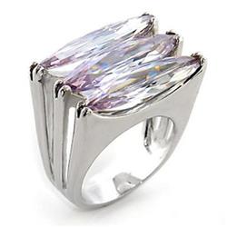 Rhodium Brass Ring with AAA Grade CZ, Light Amethyst - Size 9