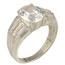 Picture of Alamode 9B035-7 High-Polished 925 Sterling Silver Ring with AAA Grade CZ&#44; Clear - Size 7