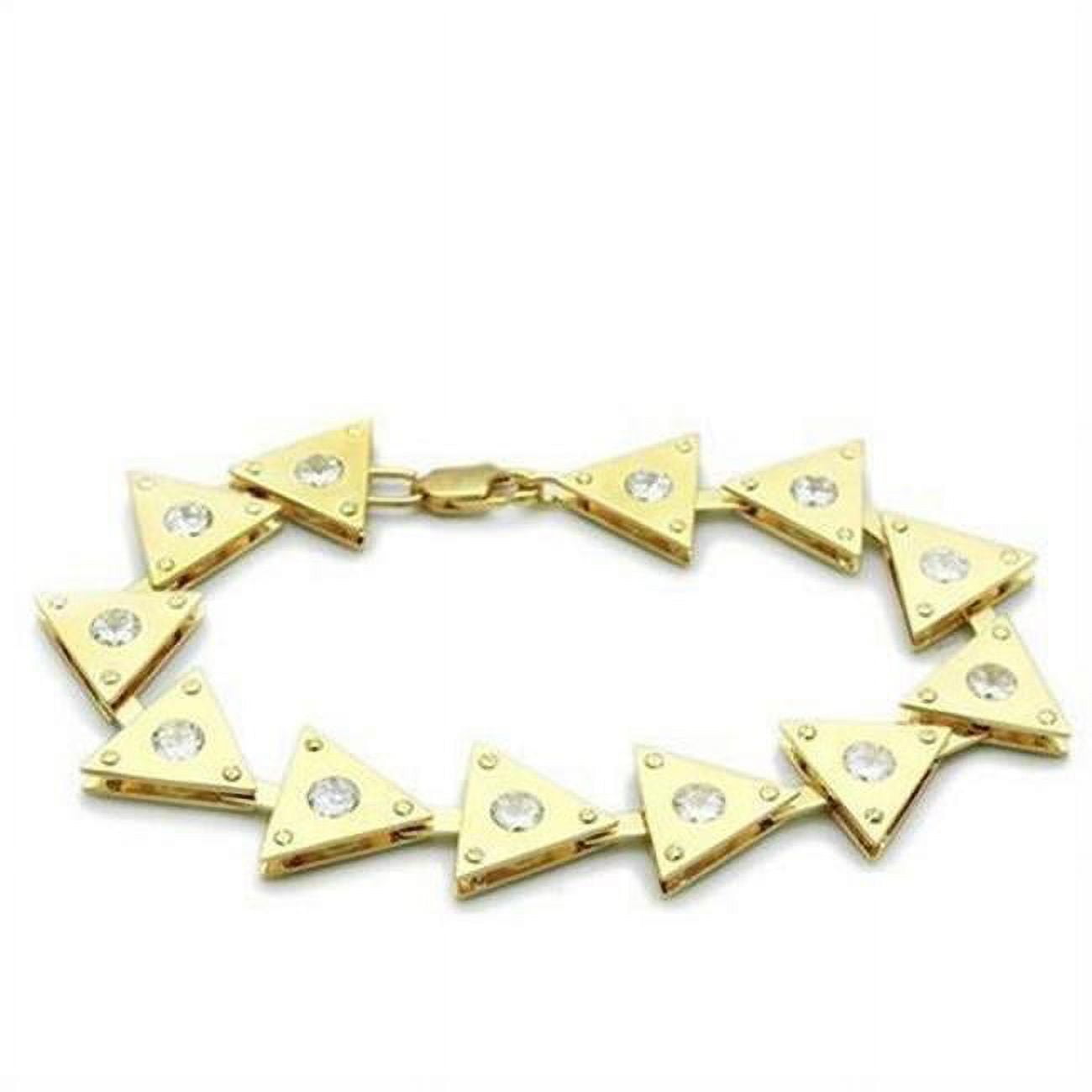 Picture of Alamode LO2012-7.5 7.5 in. Matte Gold & Gold Brass Bracelet with AAA Grade CZ&#44; Clear