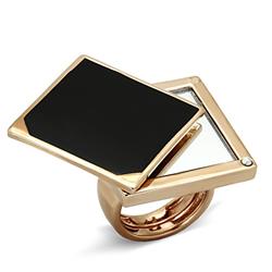 Picture of Alamode LO2966-8 Rose Gold Brass Ring with Synthetic Glass, Clear - Size 8