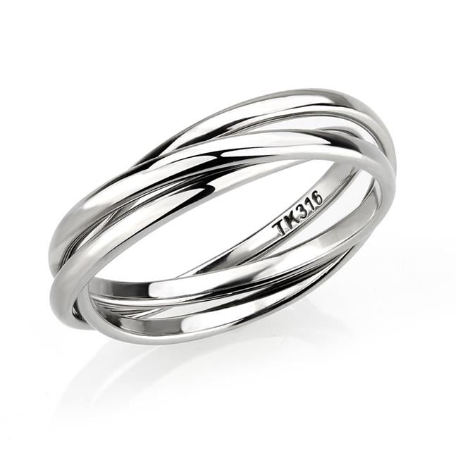 High Polished Stainless Steel Interlocking Ring, Size 10