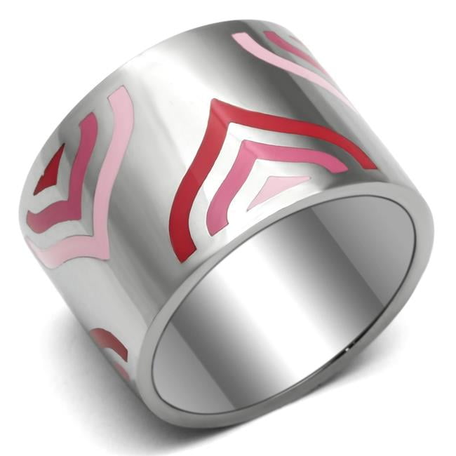 High Polished No Plating Stainless Steel Ring with Epoxy, Multi Color - Size 6