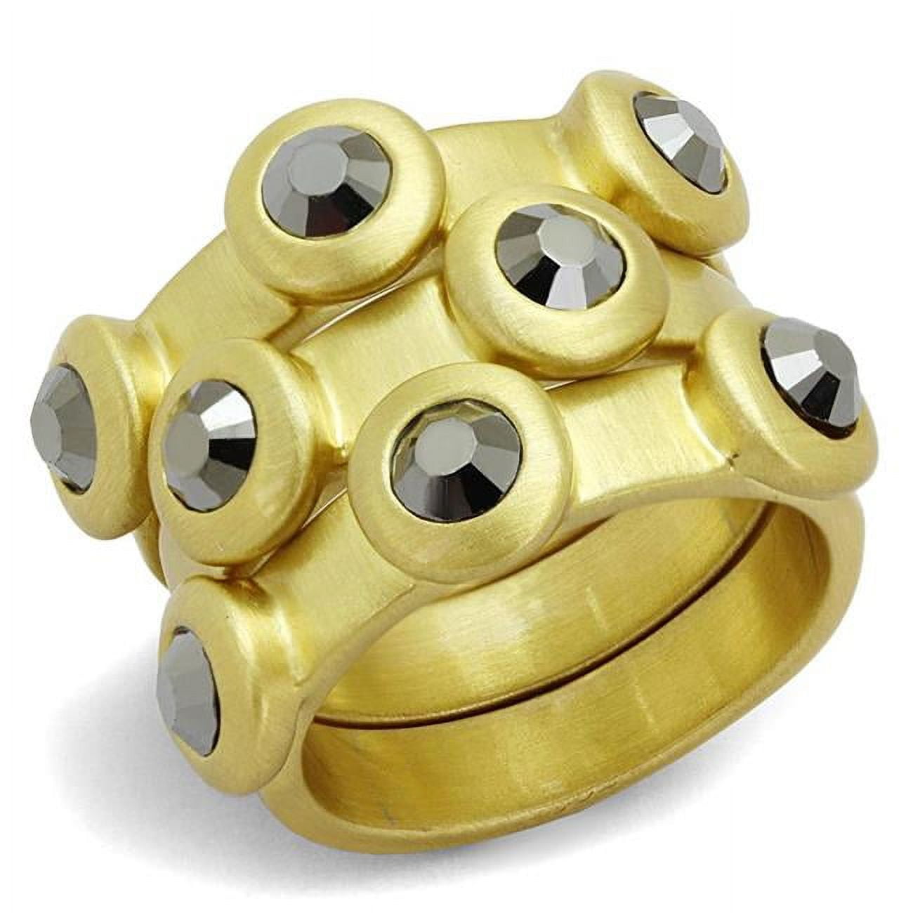 Picture of Alamode LO3917-6 Gold & Brush Brass Ring with Top Grade Crystal&#44; Hematite - Size 6