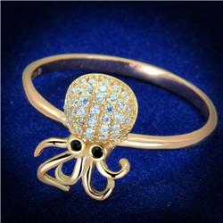 Picture of Alamode TS282-5 Rose Gold 925 Sterling Silver Ring with AAA Grade CZ&#44; Black Diamond - Size 5