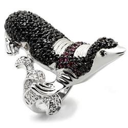 Picture of Alamode 0W003-5 Rhodium & Ruthenium Brass Ring with AAA Grade CZ&#44; Multi Color - Size 5