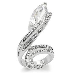 Picture of Alamode 0W253-6 Rhodium Brass Ring with AAA Grade CZ&#44; Clear - Size 6