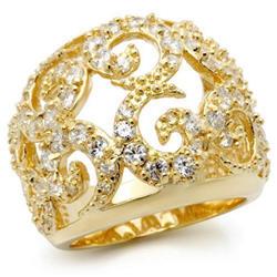 Picture of Alamode 0W274-7 Gold Brass Ring with AAA Grade CZ&#44; Clear - Size 7