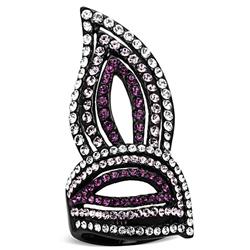 TK1293-9 IP Black Ion Plating Stainless Steel Ring with Top Grade Crystal, Multi Color - Size 9