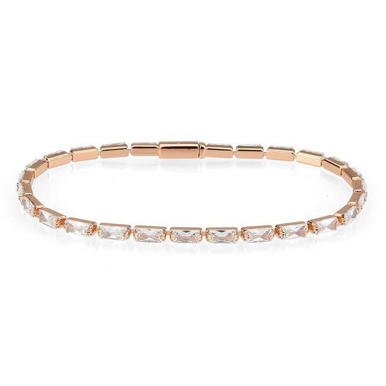 Picture of Alamode 3W1717-7 7 in. Rose Gold Brass Bracelet with AAA Grade CZ&#44; Clear