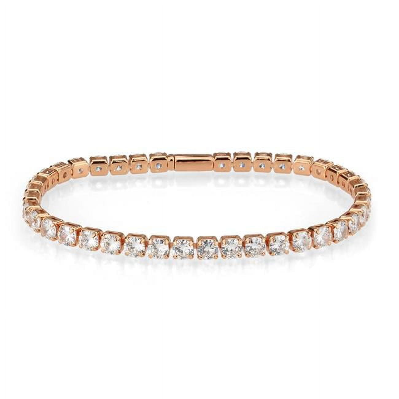 Picture of Alamode 3W1720-7 7 in. Rose Gold Brass Bracelet with AAA Grade CZ&#44; Clear