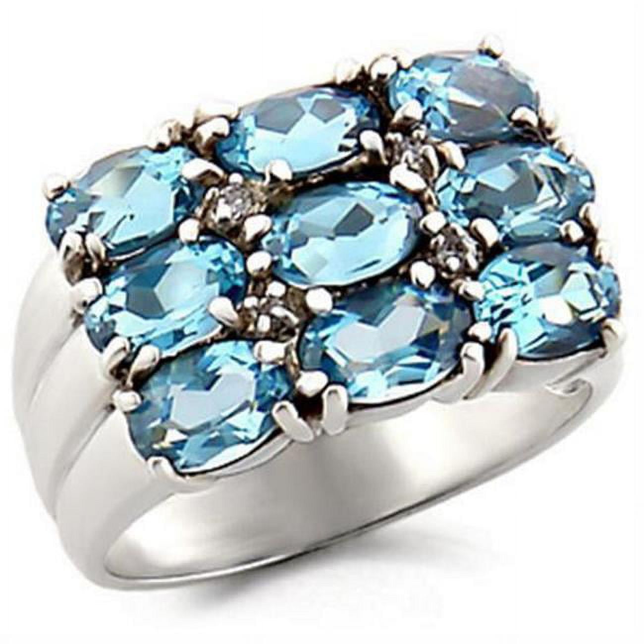 Picture of Alamode 6X002-12 High-Polished 925 Sterling Silver Ring with Synthetic Spinel&#44; Sea Blue - Size 12