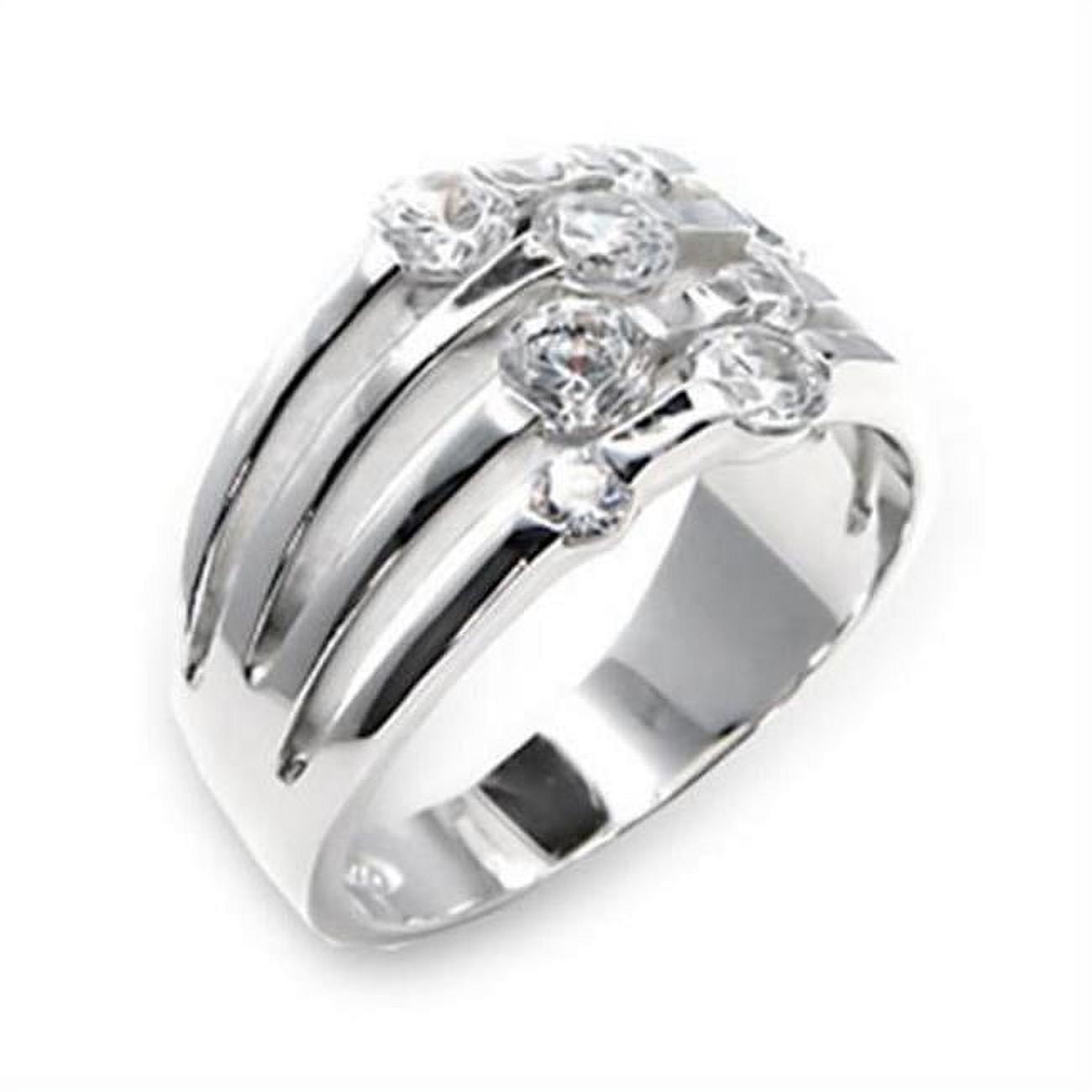 Picture of Alamode 6X197-6 High-Polished 925 Sterling Silver Ring with AAA Grade CZ&#44; Clear - Size 6