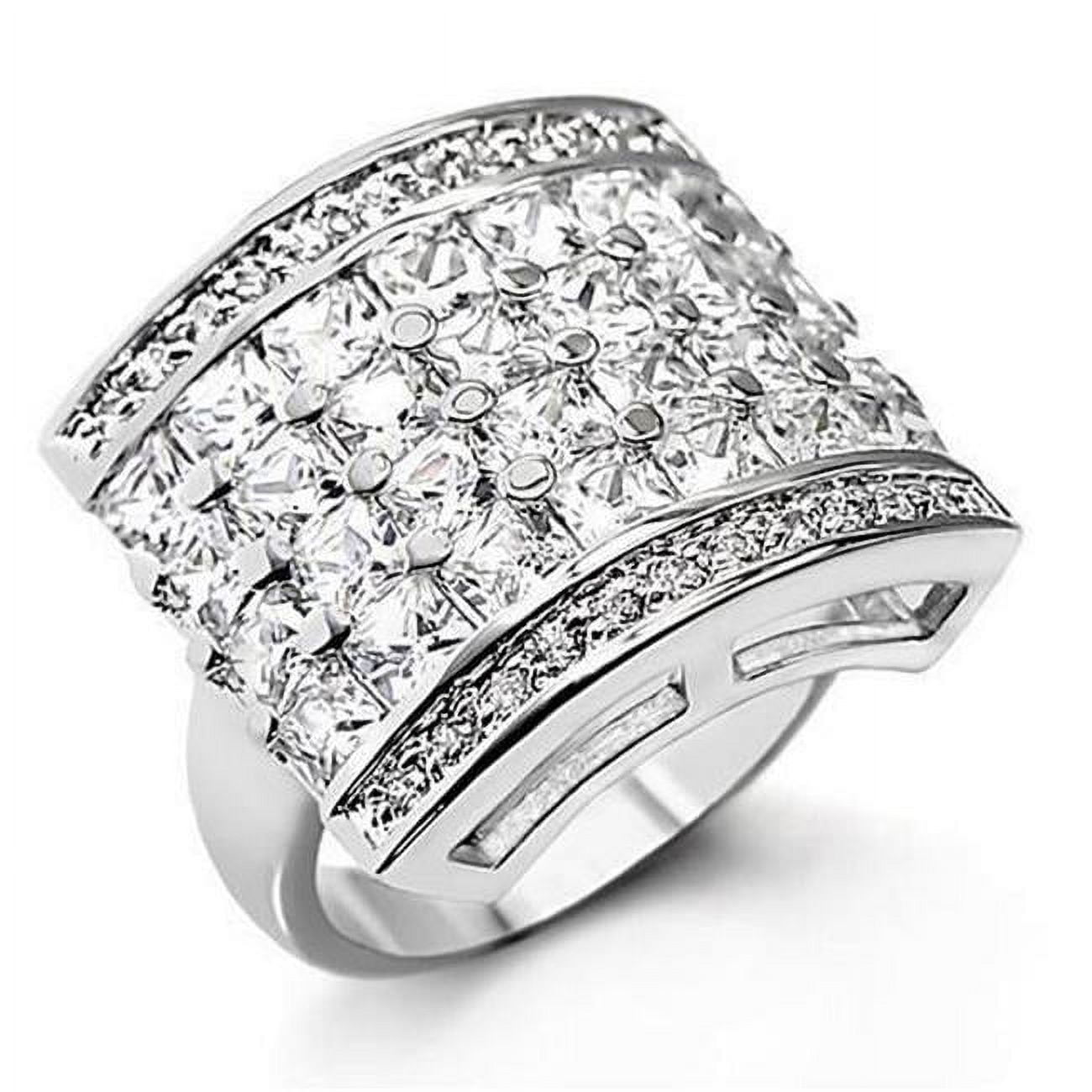 Picture of Alamode 7X174-7 High-Polished 925 Sterling Silver Ring with AAA Grade CZ&#44; Clear - Size 7
