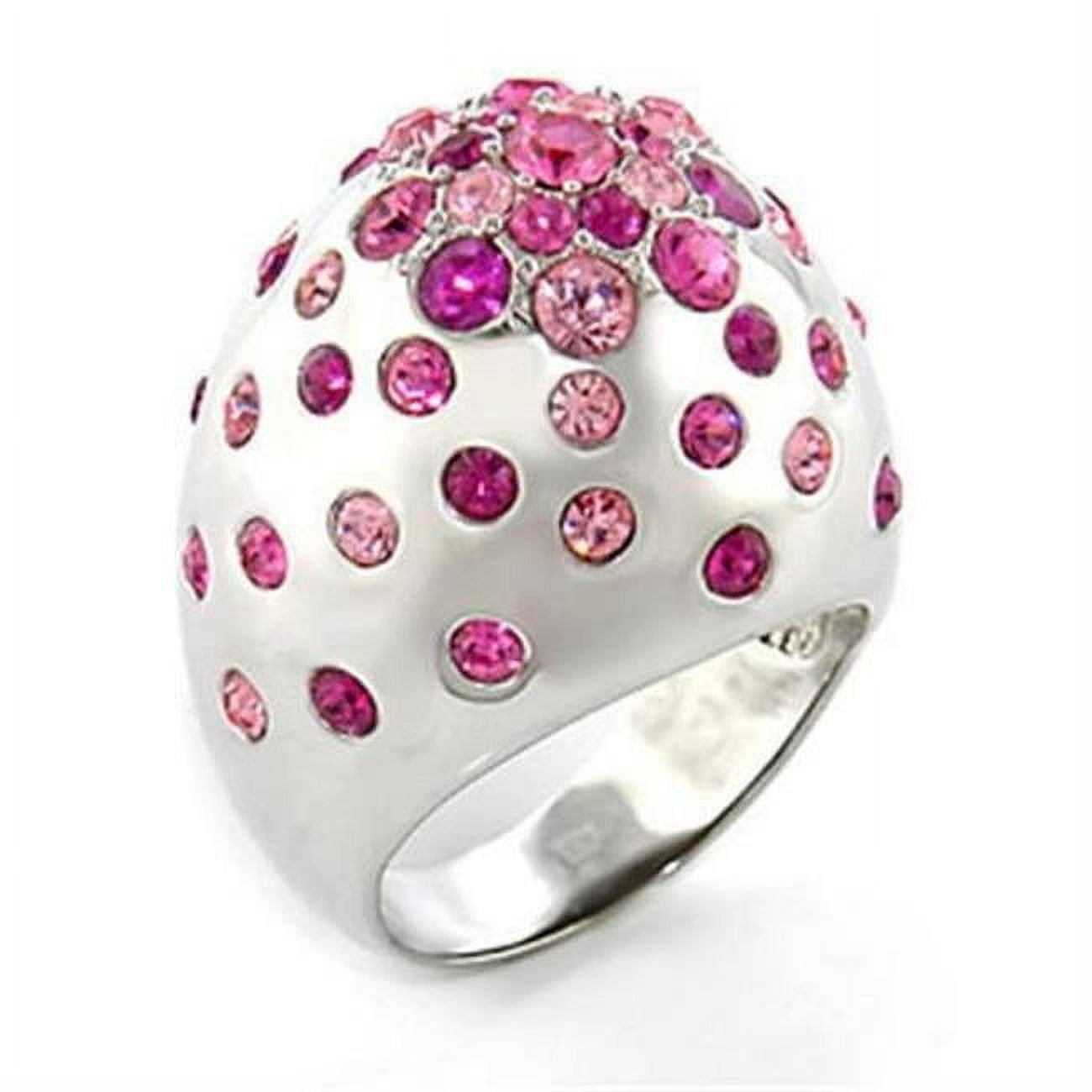 Picture of Alamode 80602-10 Rhodium Brass Ring with Top Grade Crystal, Multi Color - Size 10
