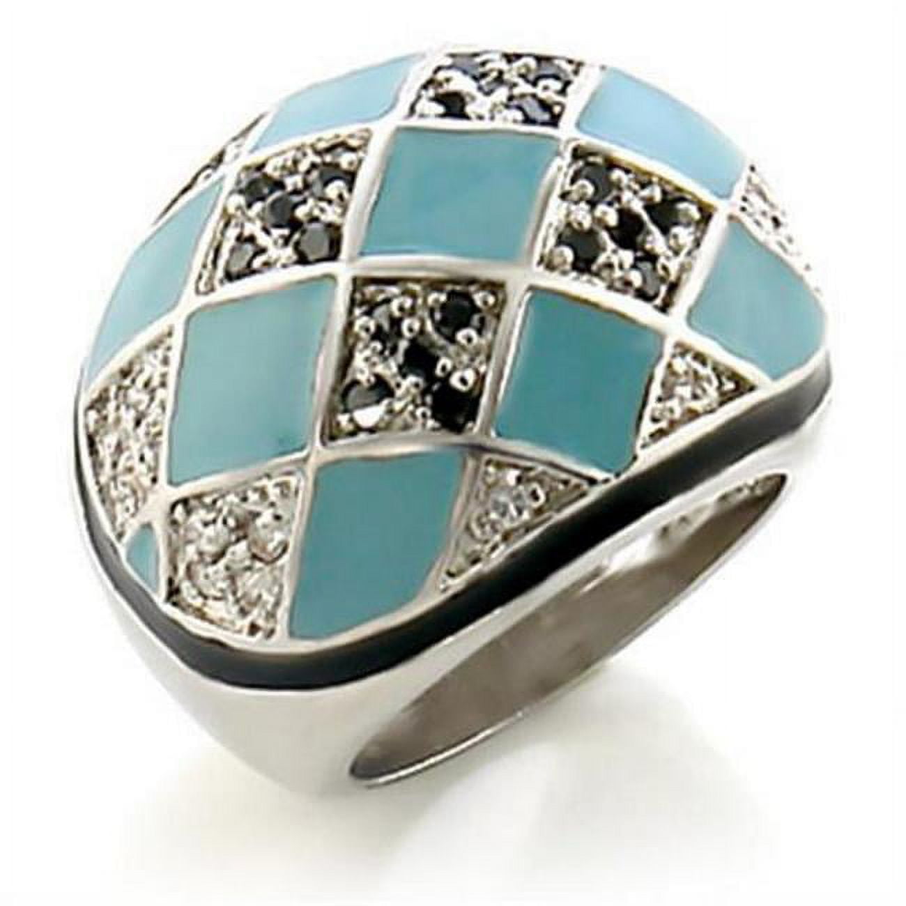 Rhodium Brass Ring with AAA Grade CZ, Jet - Size 9