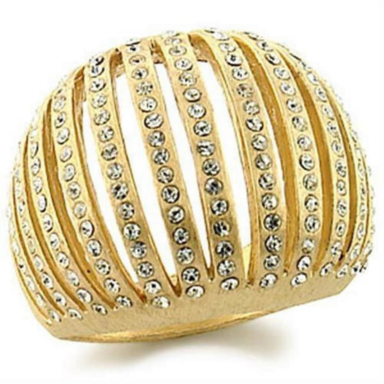 Picture of Alamode 9W174-5 Gold Brass Ring with Top Grade Crystal, Clear - Size 5