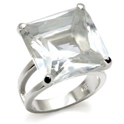 Picture of Alamode 9X026-7 High-Polished 925 Sterling Silver Ring with AAA Grade CZ&#44; Clear - Size 7
