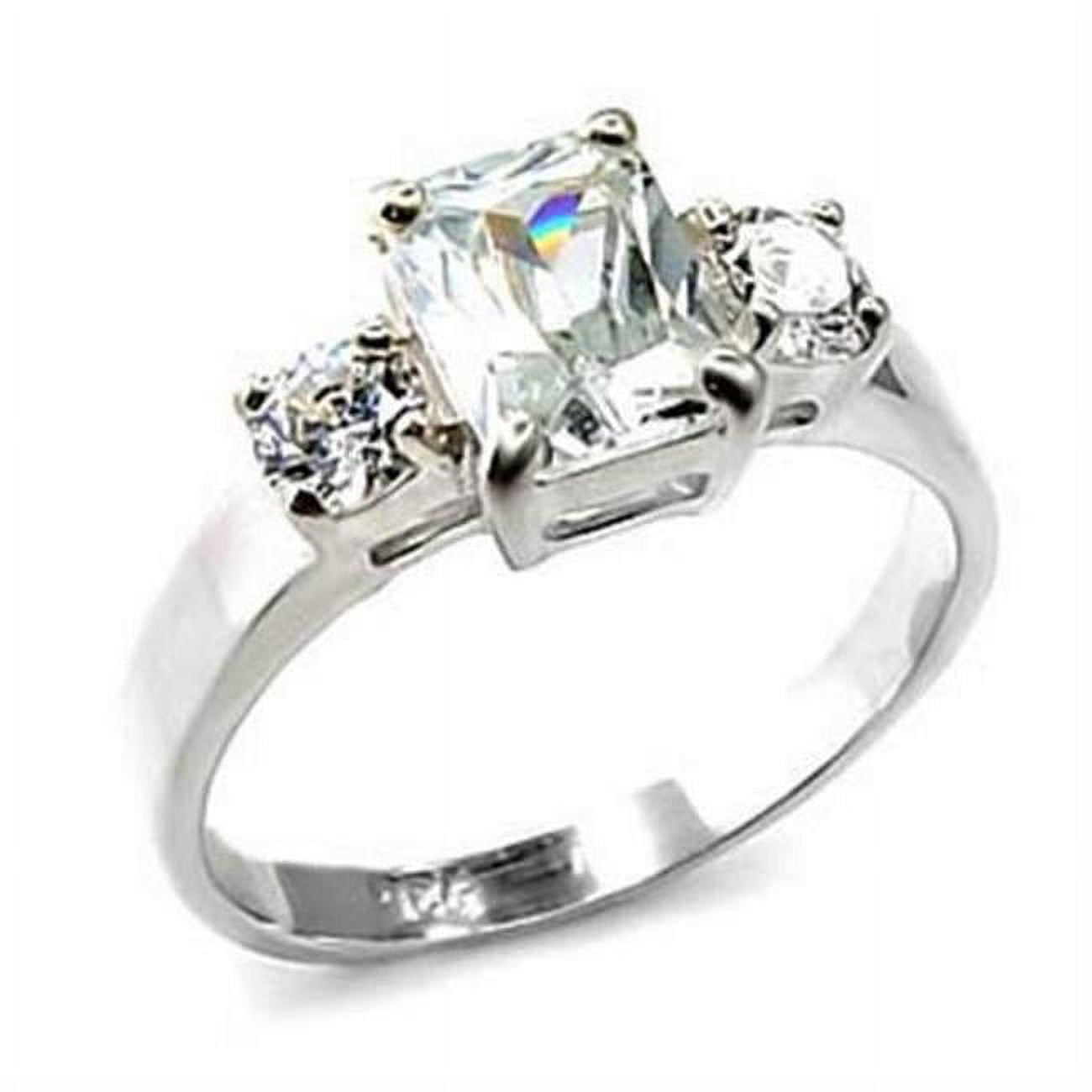 Picture of Alamode 6X247-5 High-Polished 925 Sterling Silver Ring with AAA Grade CZ&#44; Clear - Size 5