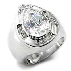 Picture of Alamode 7X236-6 Rhodium 925 Sterling Silver Ring with AAA Grade CZ&#44; Clear - Size 6